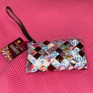Nahui Ollin Woven Metallic Candy Wrapper Wristlet NWT